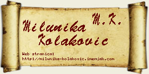 Milunika Kolaković vizit kartica